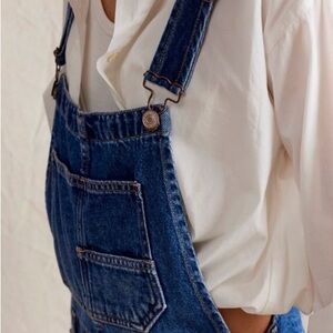 Blue Denim Overalls with White Shirt